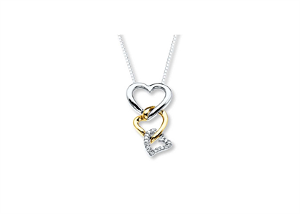 Two Tone Plated CZ Studded Heart Pendant